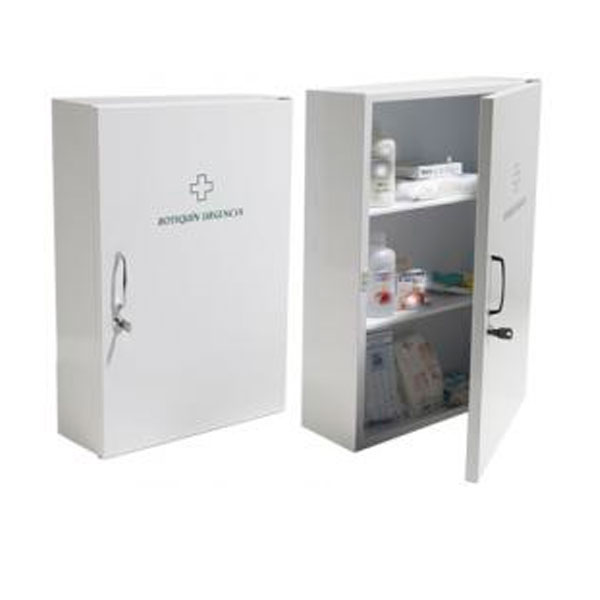 Botiquín de pared a-5 metálico pintado en blanco con asa y llave