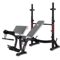 Banco de musculación olímpico Optima Press G330B preparado para entrenamiento de cuerpo completo en casa. Uso Doméstico