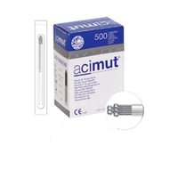 Aguja de acupuntura de acero siliconada con mango de plata con cabeza y con guía (Acimut)