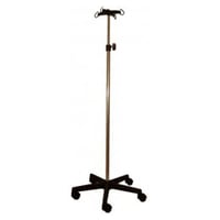 Soporte de suero Kinefis de acero cromado con base y cuatro colgadores de PVC