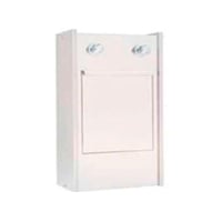 Lavacuñas visto con cuba de estampación y grifos temporizados: fabricada en acero inoxidable con soporte de cuñas en su interior (45 x 30 x 75 cm)