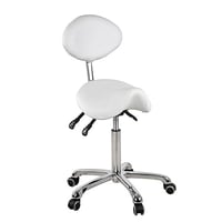 Taburete de Belleza Tipo Pony Dynamic: Diseño ergonómico y elegante y tres pistones que regulan la altura e inclinación del respaldo y el asiento
