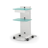 Carrito móvil para cirugía: consta de dos estantes vidrio y un cajón
