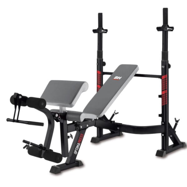 Banco de musculación olímpico Optima Press G330B preparado para entrenamiento de cuerpo completo en casa. Uso Doméstico