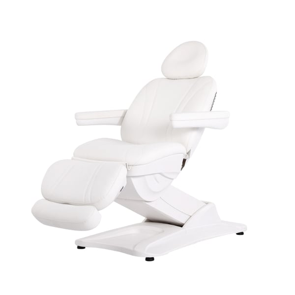 Sillón eléctrico de estética Gir: cuatro motores, función Antigravity, seis memorias y tapizado PU blanco