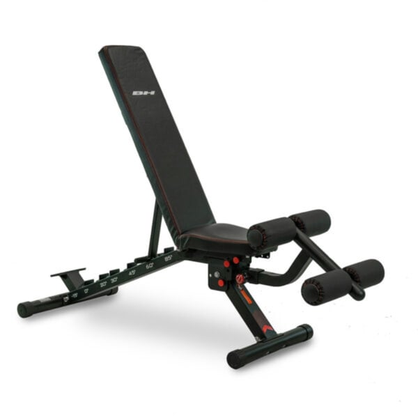 Banco de musculación ajustable para uso doméstico: BH Fitness Adjustable Weight Bench G322 con un diseño compacto y acolchado ergonómico