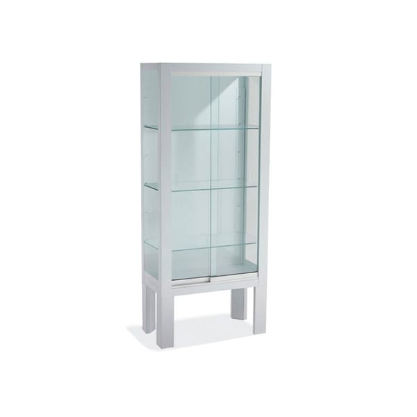 Vitrina pie con puerta corredera blanca (Cristal templado)