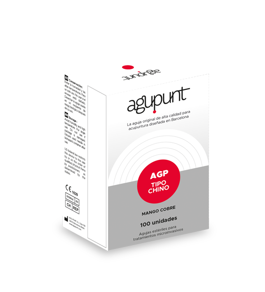 Aguja Acupuntura Agupunt - Mango de Cobre sin Guía, Envase Papel Individual (200 unidades)