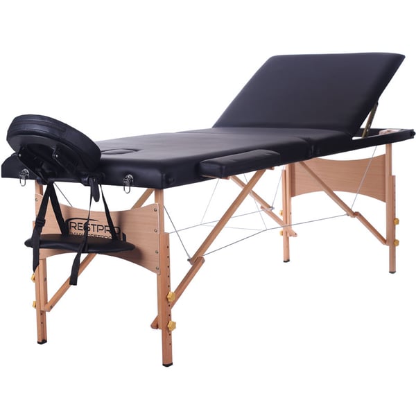 Camilla plegable de madera Kinefis Classic 3 - (Color negro)