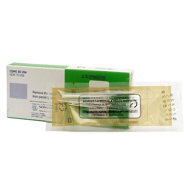 Agujas Acupuntura - Mango de Plata con Cabeza con Guía 10 Agujas + 1 Guía (Ener-qi) - Medida: 0,26 x 25 (32# x 1)