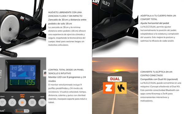 Elíptica BH Fitness NLS12 Dual G2351 con Bluetooth Dual Kit, i.Concept y Resistencia Magnética