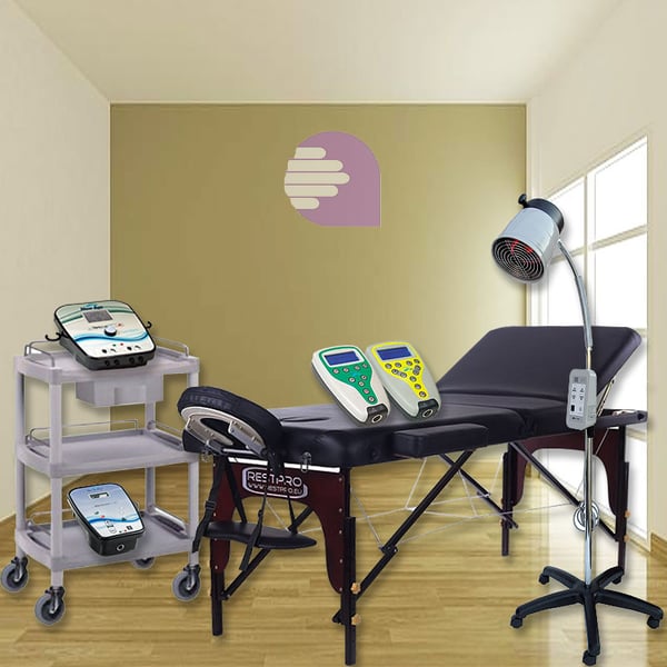 Gabinete de Fisioterapia Top New Age: Contiene camilla, diatermia, magnetoterapia, electroterapia, ultrasonido, láser, lámpara y carrito