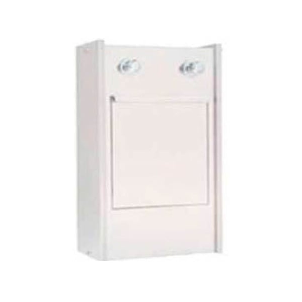 Lavacuñas visto con cuba en acero inoxidable y grifos temporizados: soporte de cuñas en su interior (45 x 30 x 75 cm)