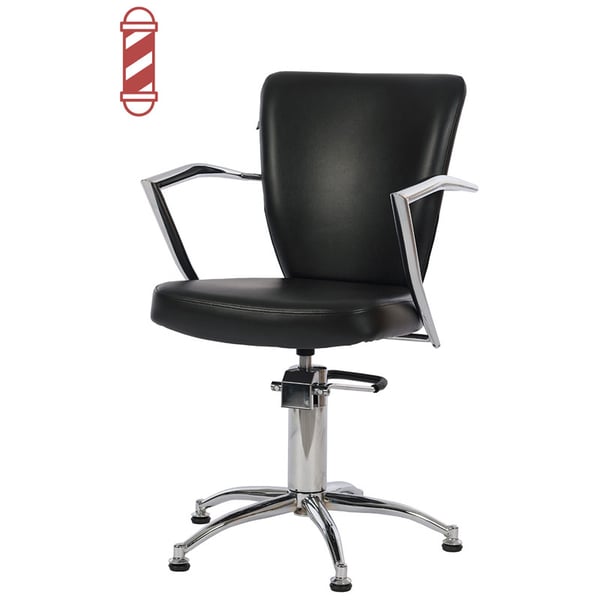 Sillón de Peluquería Gardner: Reposabrazos cromados y base de estrella con ruedas