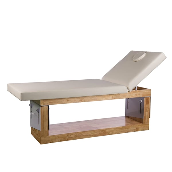 Camilla fija de SPA Occi Wooden Bed: Con dos secciones, estructura de madera natural e inclinación regulable
