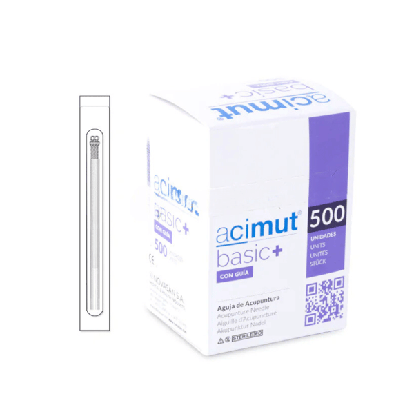 Aguja de Acupuntura - Tipo chino con mango de plata con cabeza y guía (Acimut Basic+) 500 unidades : La mejor relación calidad - precio del mercado