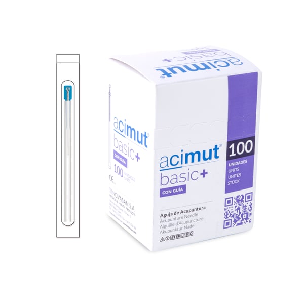 Aguja de Acupuntura - Tipo chino con mango de plata con cabeza y guía (Acimut Basic+): La mejor relación calidad - precio del mercado