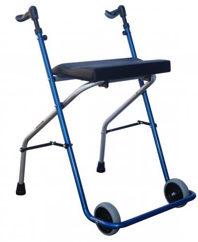 Andador Aluminio Plegable con ruedas delanteras y asiento A5 y bolsa azul de regalo