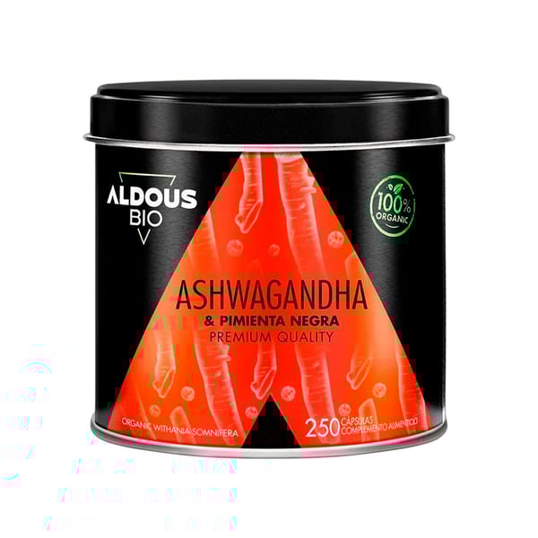 Ashwagandha con Pimienta Negra Ecológica Aldous (250 cápsulas)