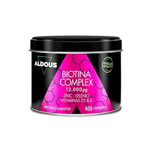 Biotina con Zinc, Selenio, Vitamina D3 y Vitamina E Aldous (400 comprimidos)