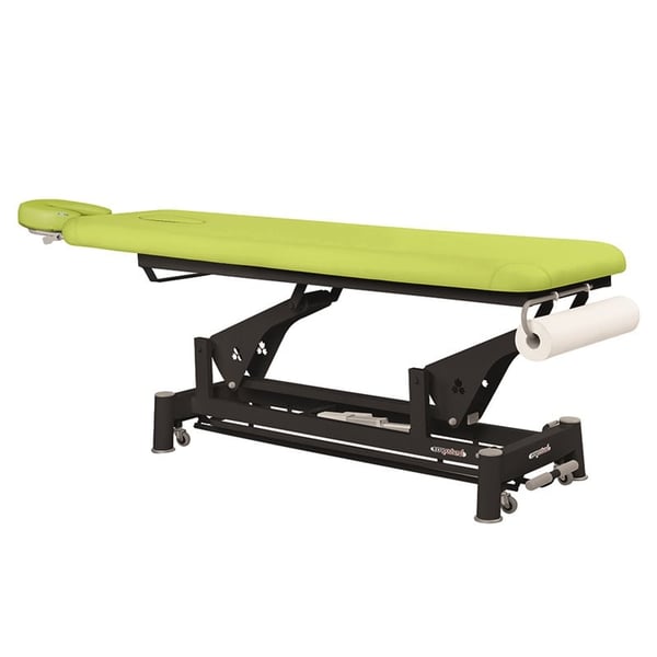 Camilla eléctrica Ecopostural: un cuerpo con estructura de biela negra y cabezal T43 (70 x 188 cm)