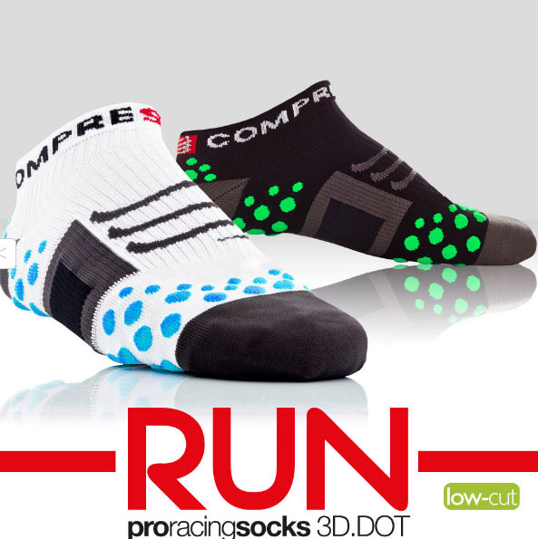 Calcetín ultratécnico bajo Compressport color Blanco-Azul (Oferta últimos pares)