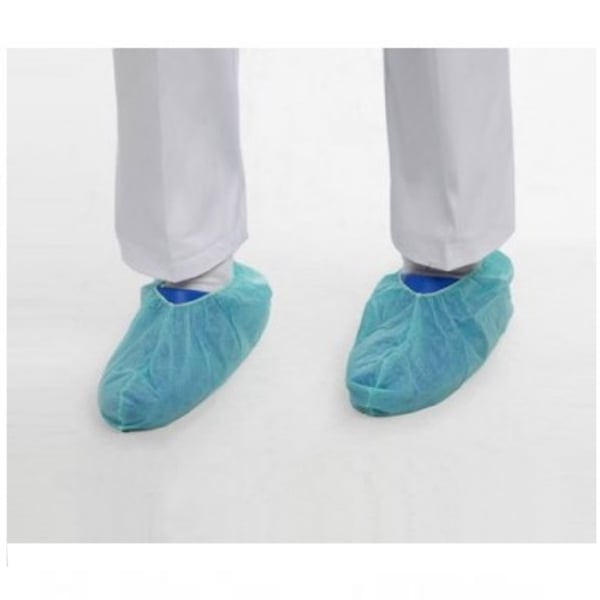 Calzas desechables de 20 gr: Costura doble, libres de látex y con elástico (100 unidades - color verde)