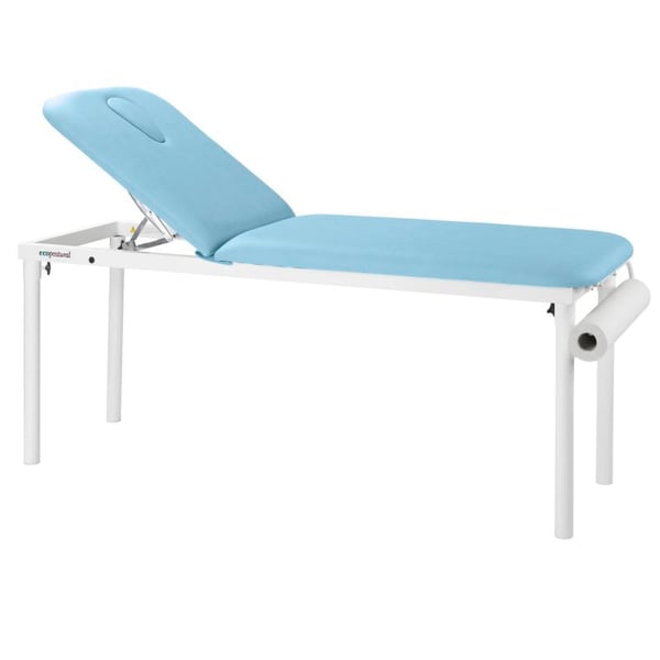 Camilla fija Ecopostural de dos cuerpos: Estructura de acero y portarrollos incorporado (62 x 188 cm)