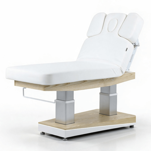Camilla SPA HELAN de 4 Motores con calefacción y base de madera natural