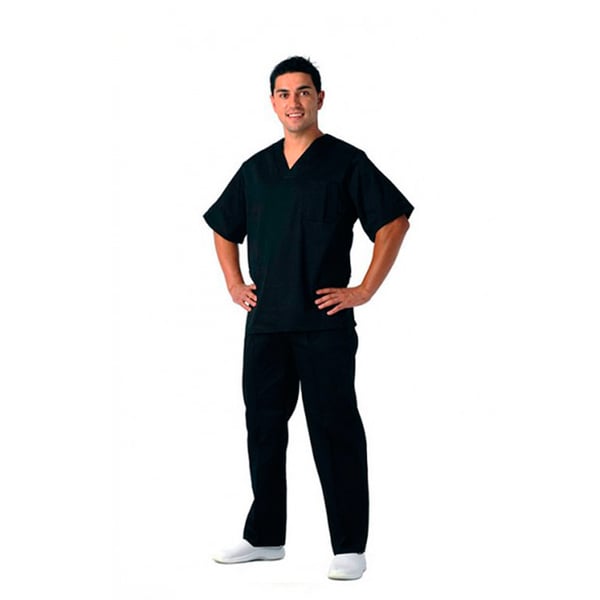 Casaca sanitaria negra unisex Kinefis. Tergal 200 gramos. Fabricación nacional