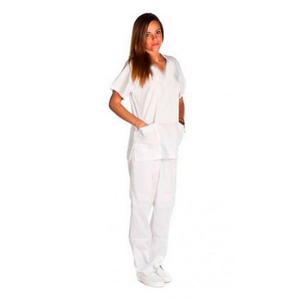 Casaca sanitaria blanca unisex Kinefis. Tergal 200 gramos. Fabricación nacional