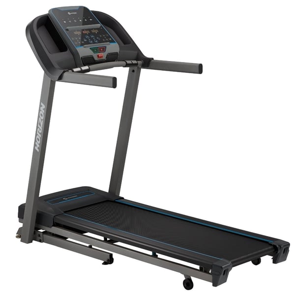 Cinta de correr plegable Horizon Fitness TR 5.0: con intuitiva y brillante pantalla pone a tu disposición una selección de 6 programas de entrenamiento