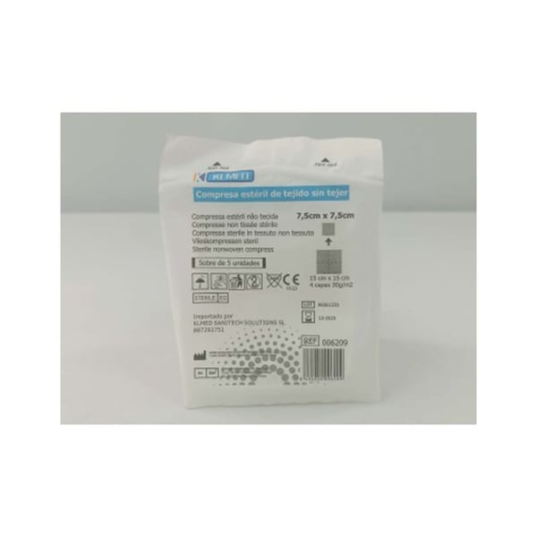 Gasas de tejido sin tejer, estériles, de cuatro capas (varios tamaños) - 260 sobres de 5 unidades