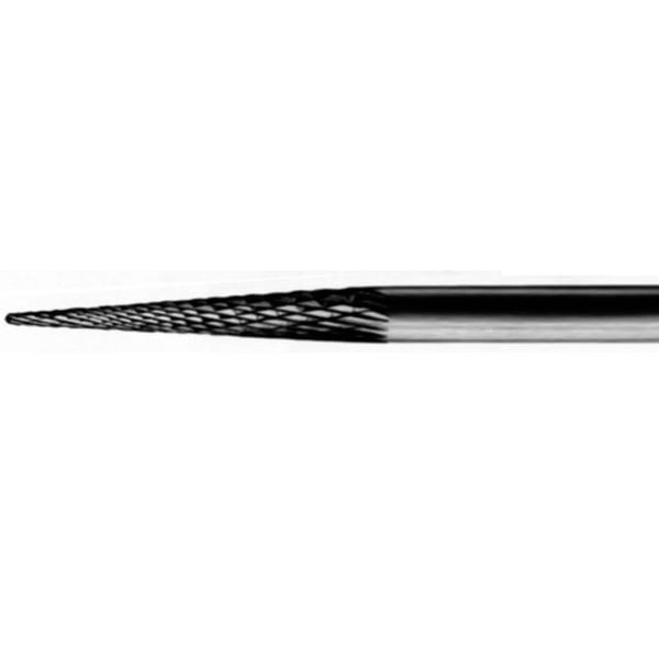 Fresa fabricada en carburo de Tungsteno 1521: Abrasión Media-Fina. Ideal para la finalización del desbastado de uñas