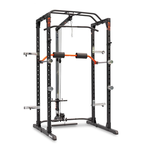 Power Cage con polea BH Fitness: soporte para pierna, polea alta y baja y soporte para almacenar discos