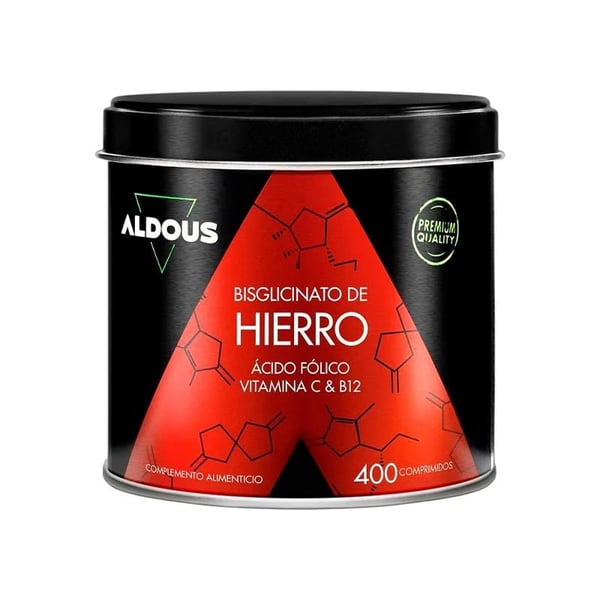 Hierro con Vitamina C, ácido fólico y B12 Aldous (400 comprimidos)