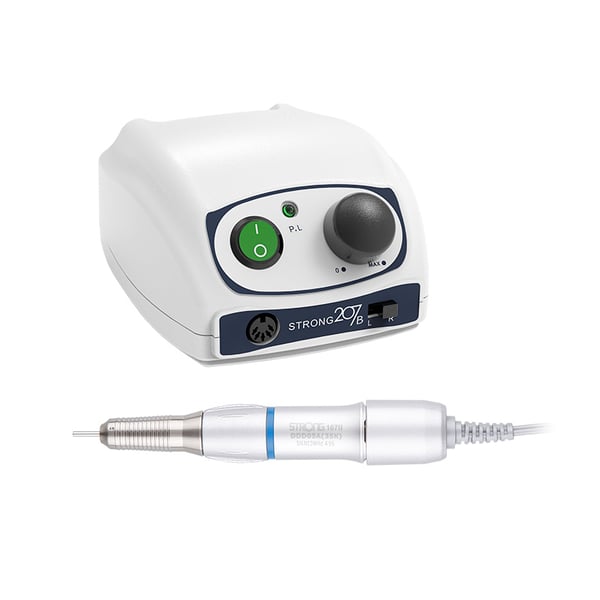 Micromotor Strong 207B: 35.000 R.P.M, pedal reostato y sistema de seguridad para evitar sobrecargas