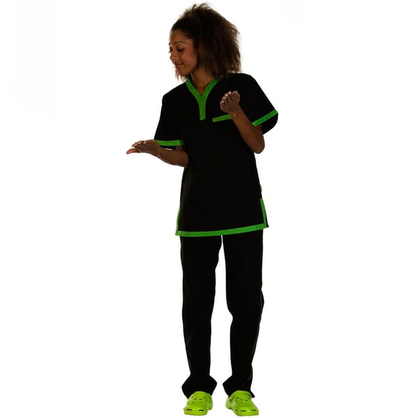 Pantalón unisex con elástico en cintura color negro&verde pistacho