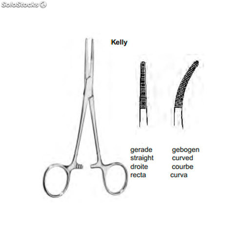 Pinza hemostática Kelly Curva, sin dientes, 14.5cms. (HASTA FIN DE EXISTENCIAS)