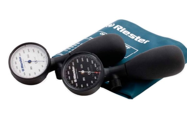 Tensiómetros aneroides Riester R1 shock-proof negro Brazalete desinfectable niños, 1 tubo, sin latex