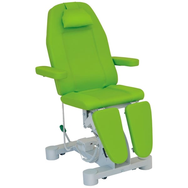 Sillón de Podología: Regulación en altura eléctrica, asiento inclinación eléctrica, respaldo y reposapiés regulables a gas (colores disponibles)