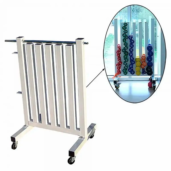 Soporte para pesas de vinilo con ruedas y barra - OUTLET