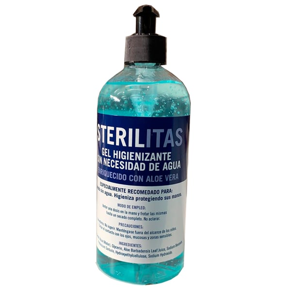 Gel higienizante Sterilitas, con dosificador y enriquecido con aloe vera (500ml)