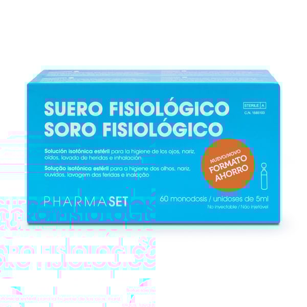 Suero fisiológico en monodosis de 5 ml (Cajas de 30 y 60 unidades)