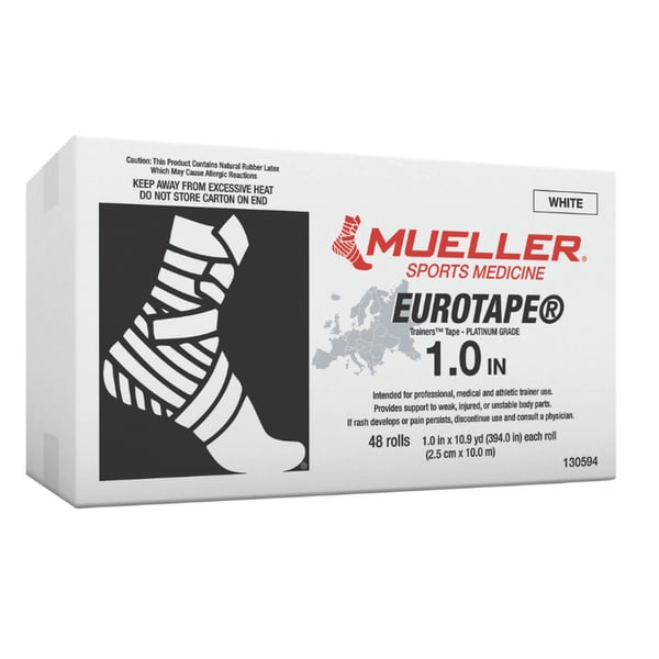 Caja de Tapes Adhesivos Inelásticos Mueller EuroTape® Platinum Blanco para Vendaje Funcional - Varias Medidas
