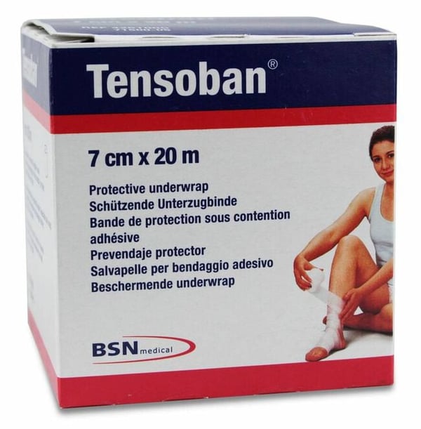 Tensoban 7 cm x 20 metros: Venda de poliuretano translúcida para pre-vendajes y/o almohadillado