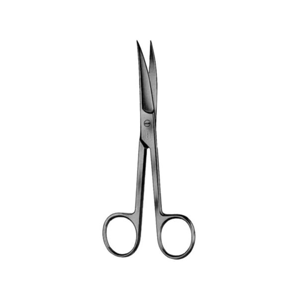 Tijera de cirugía, curva, Aguda / Aguda. 15 cm. Calidad alemana. (HASTA FIN DE EXISTENCIAS)