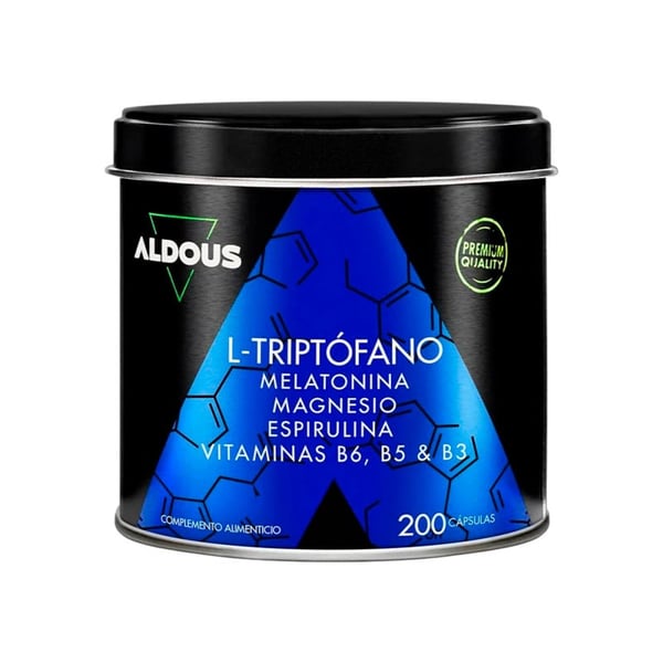 Triptófano con Melatonina, Magnesio, Espirulina y Vitaminas Aldous (200 capsulas)