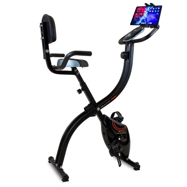 Bicicleta estática con respaldo EVO B1500 Tecnovita + Soporte Móvil y Tablet: su diseño exclusivo con respaldo te proporciona un confort máximo inigualable