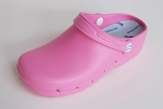 Zueco flotante antideslizante rosa con plantilla Coolmax